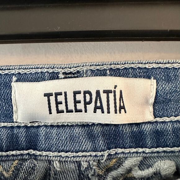 Telepatia Jean Shorts Embellished Pockets Embroidered Bling y2k western boho 5 - Picture 7 of 7